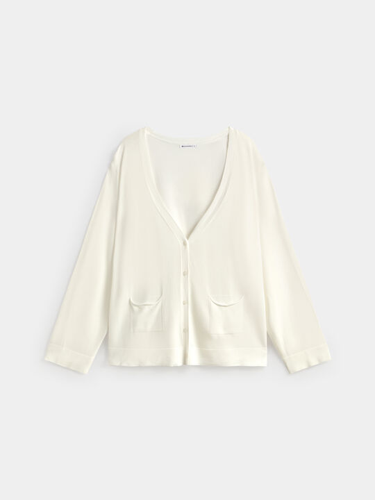 C&Aacute;RDIGAN CUELLO PICO Blanco Optico image number null