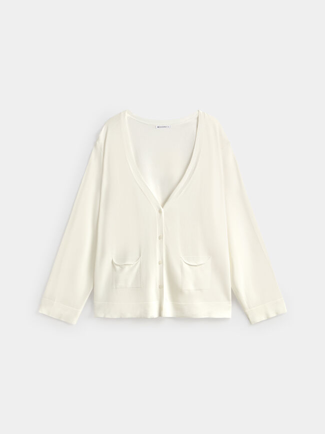 C&Aacute;RDIGAN CUELLO PICO Blanco Optico