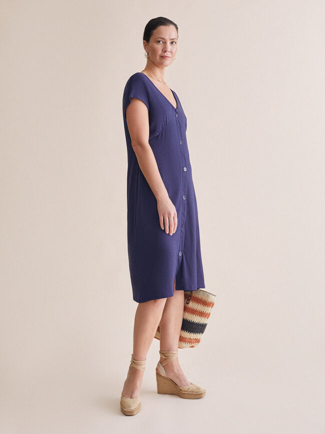 VESTIDO CON BOTONES CENTRALES marino claro