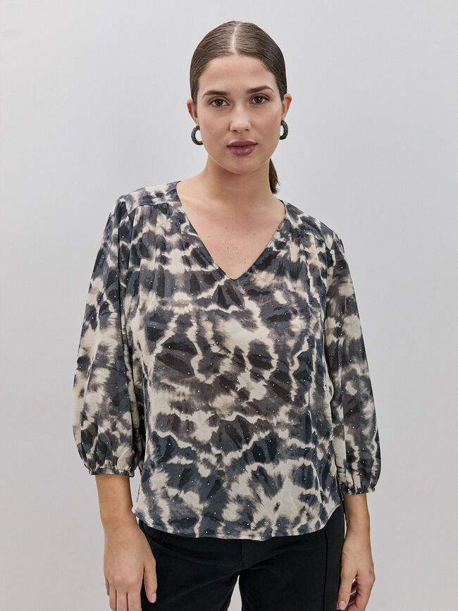 blusa volumen manga Negro