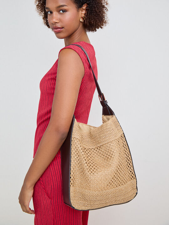 BOLSO RAFIA HOMBRO Beige image number null