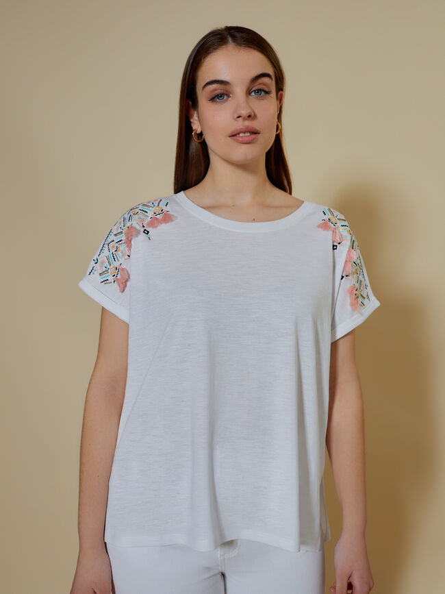 camiseta detalle estampado en hombro Blanco Optico