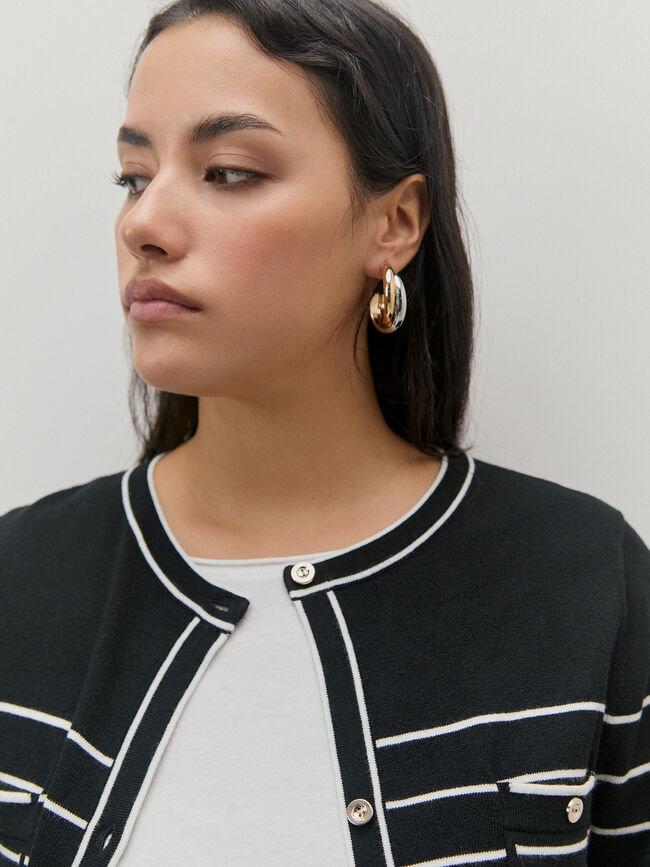 CARDIGAN RAYAS BICOLOR Negro