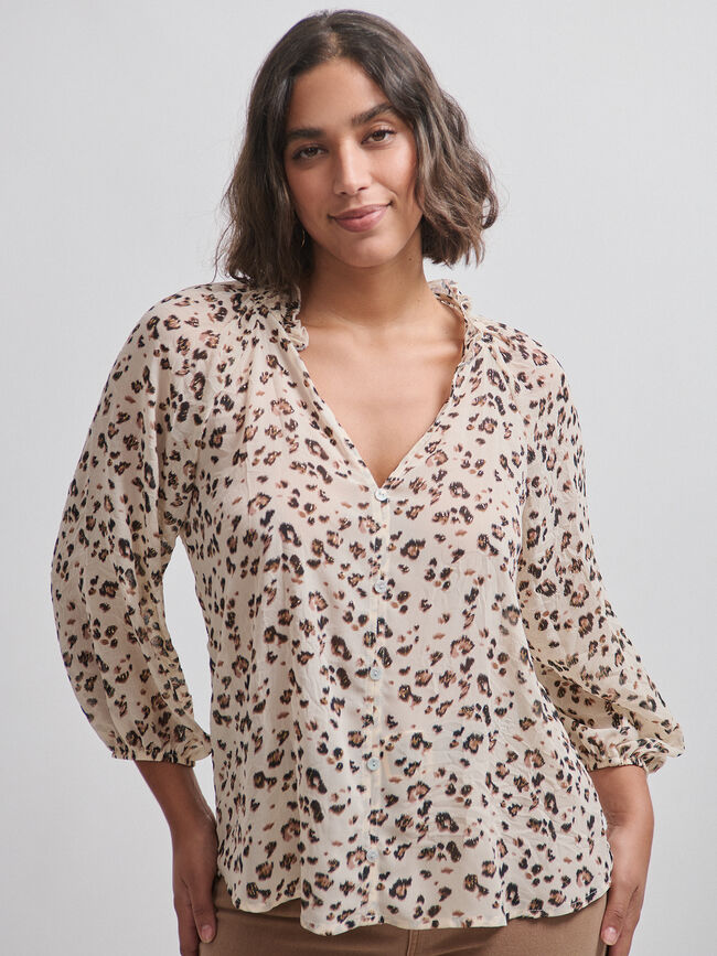 BLUSA FLUIDA LEOPARDO Blanco