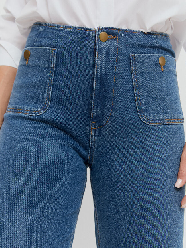 PANTALÓN BOLSILLO BOTÓN Mid blue