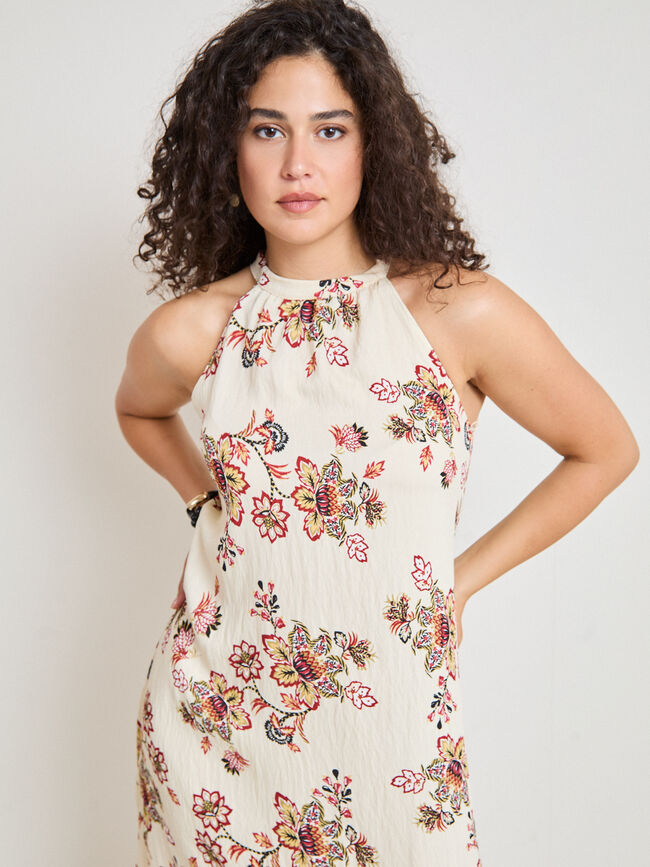 VESTIDO HALTER ESTAMPADO Crudo