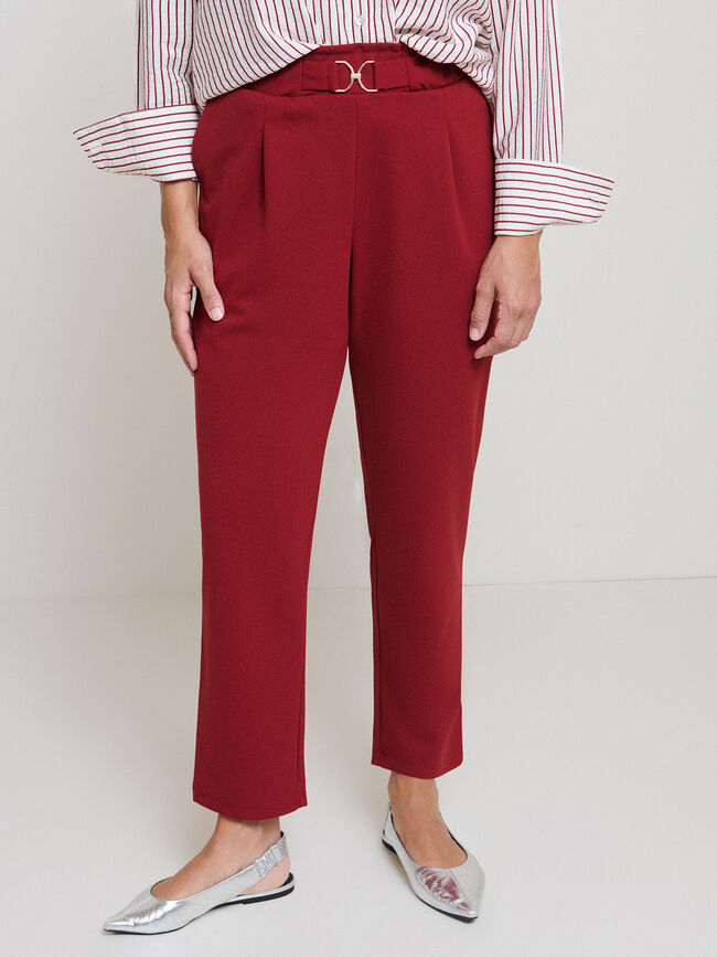 PANTALON DETALLE CINTURA ROJO OXIDO