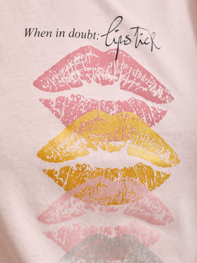 Camiseta detalle estampado labios Rosa