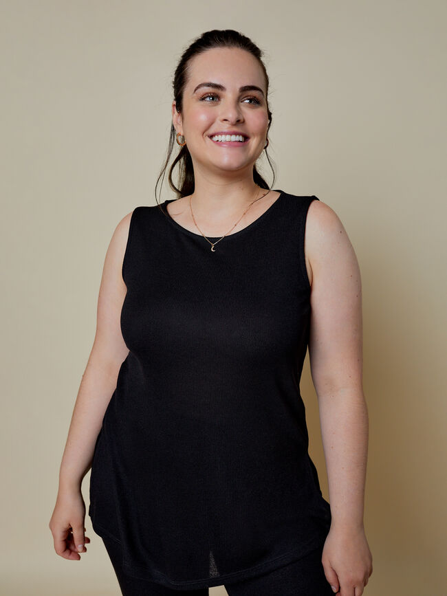 top cuello redondo Negro