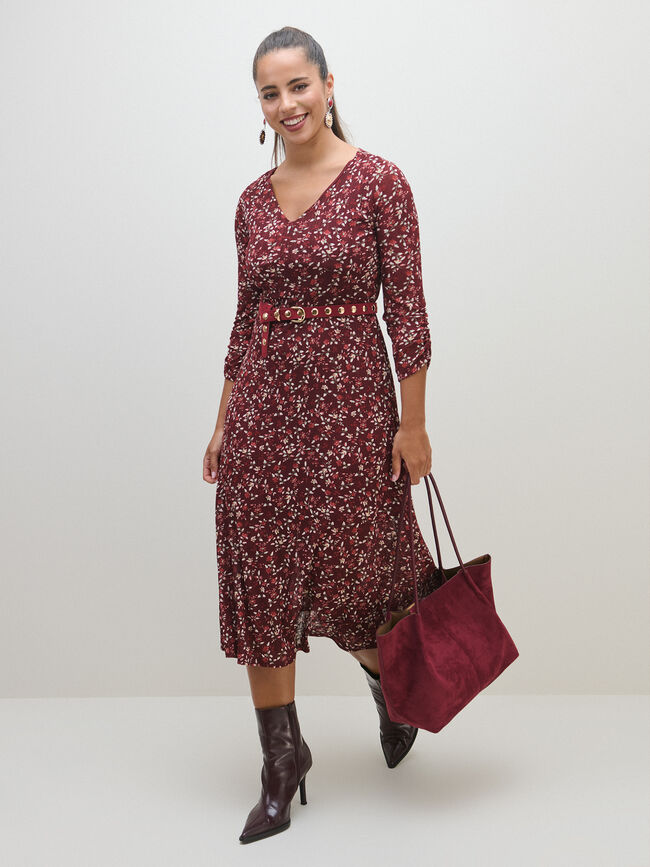 VESTIDO MANGA FRUNCIDA Estampado 1