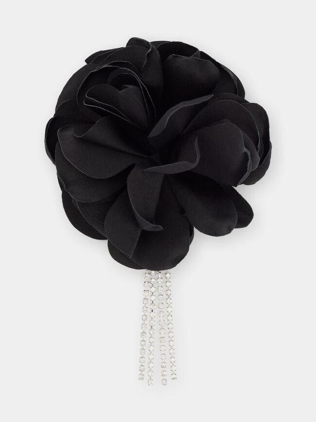 BROCHE FLOR BRILLOS Negro