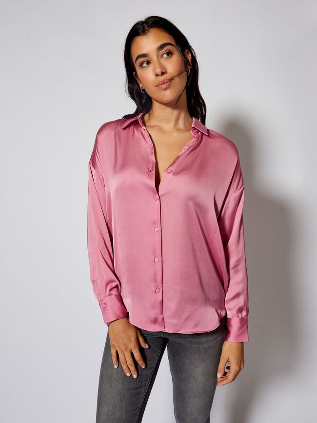 Blusa satén etampado Rosa Medio