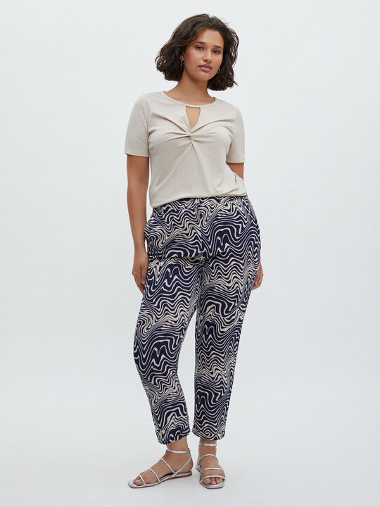 PANTALÓN TEXTURA ESTAMPADO Azul Marino image number null