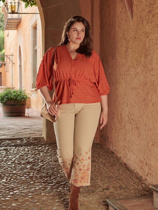 VAQUERO CROP BORDADO Beige image number null