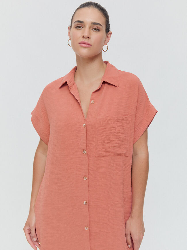 VESTIDO CAMISERO MIDI Rosa Polvo