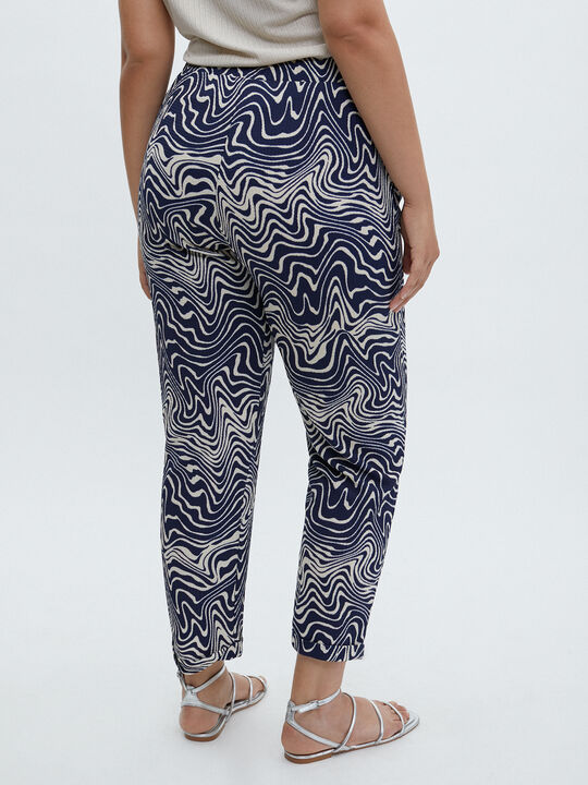 PANTALÓN TEXTURA ESTAMPADO Azul Marino image number null