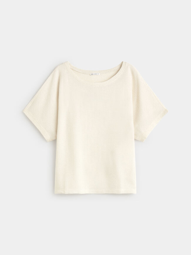 CAMISETA DETALLE TEJIDO Beige
