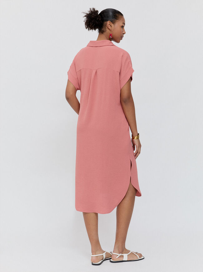VESTIDO CAMISERO MIDI Rosa Polvo