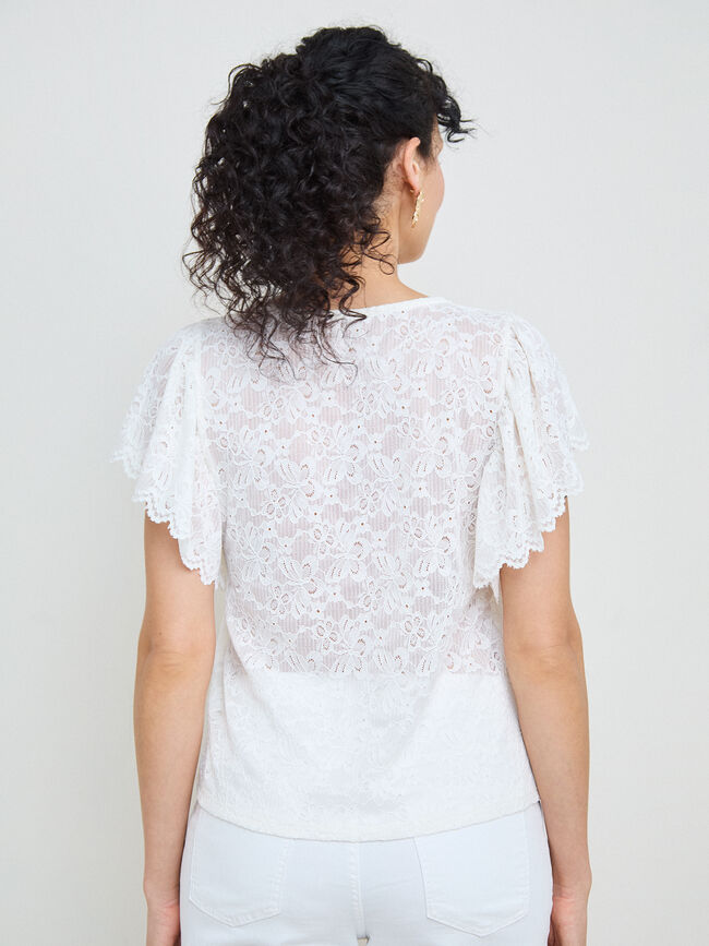 CAMISETA BLONDA MANGA VUELO Crudo