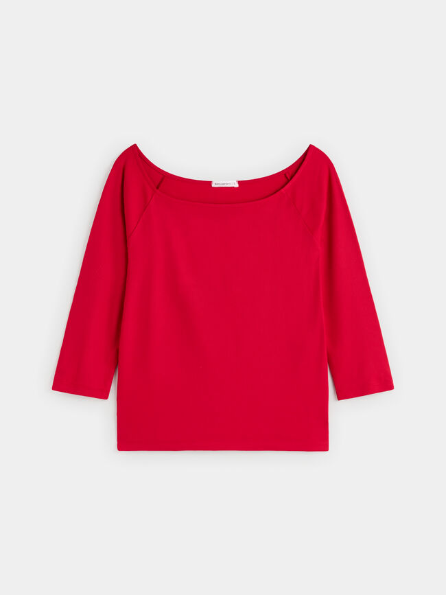 Camiseta m3/4 escote cuadrado Rojo