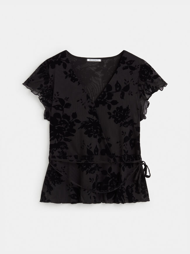 CAMISETA FLOCADO CRUZADA Negro