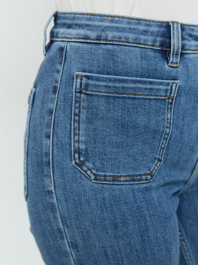 VAQUERO FLARE CROP Mid blue