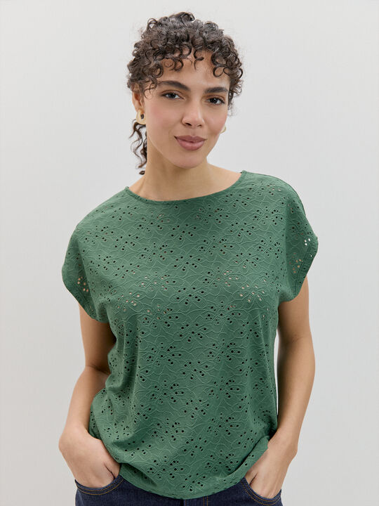 CAMISETA EYELET SISADA Verde Pino image number null