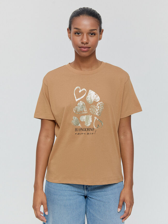 CAMISETA POSICIONAL CORAZONES burnt orange