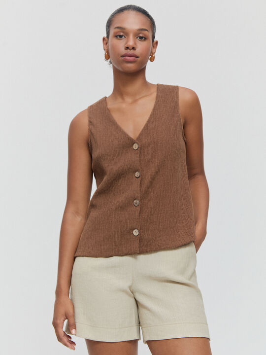 CHALECO BOTONES Marron image number null