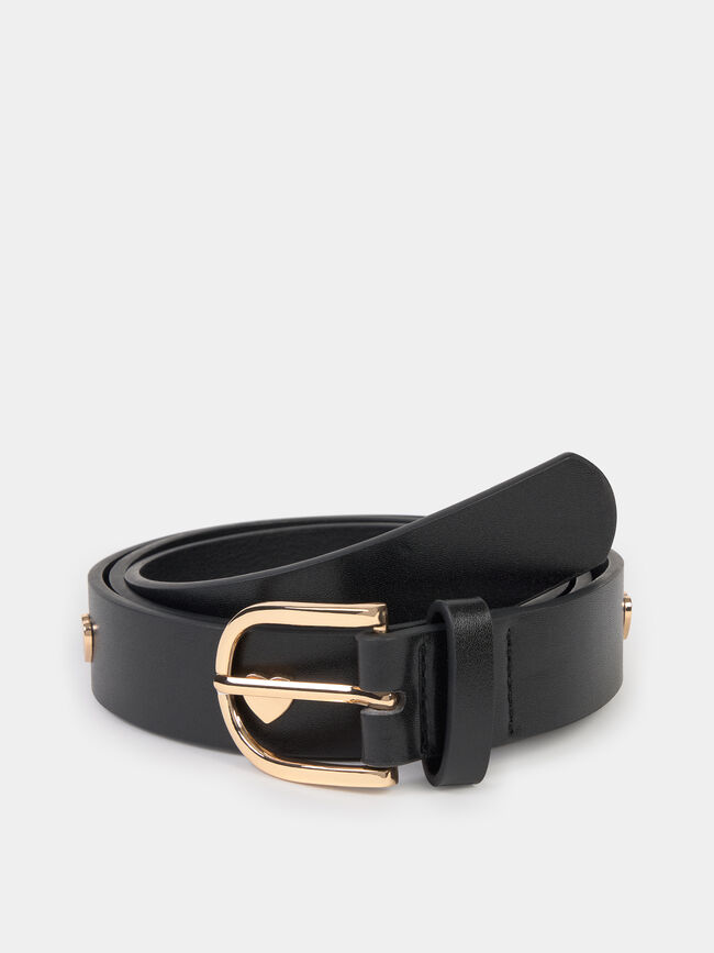 CINTUR&Oacute;N DETALLE CORAZONES Negro