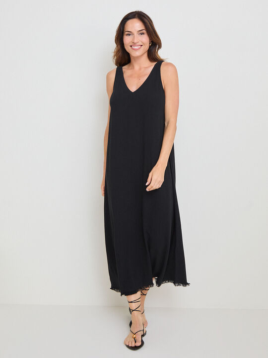 VESTIDO BAJO FLECO Negro image number null