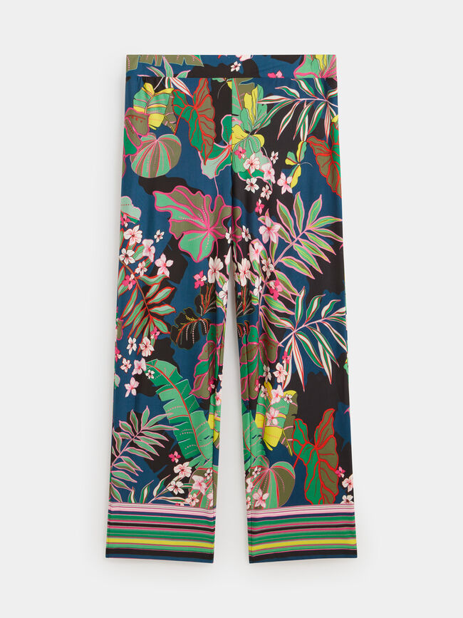 PANTALÓN FLUIDO ESTAMPADO Negro