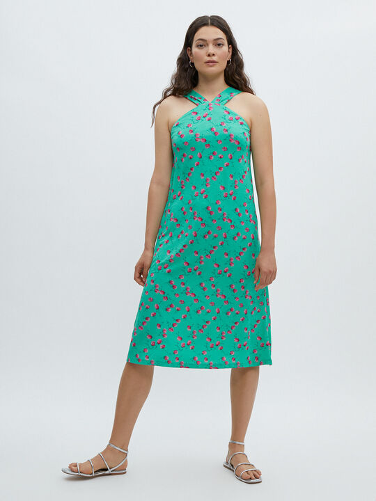 VESTIDO HALTER Verde Brillante image number null