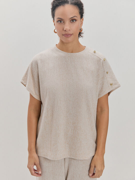 CAMISETA DETALLE BOTONES PIEDRA OSCURO image number null