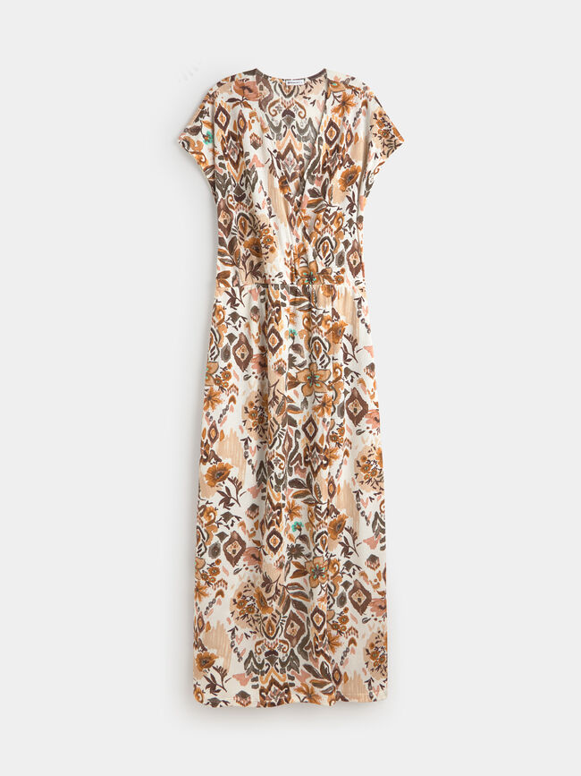 VESTIDO CRUZADO ESTAMPADO Crudo