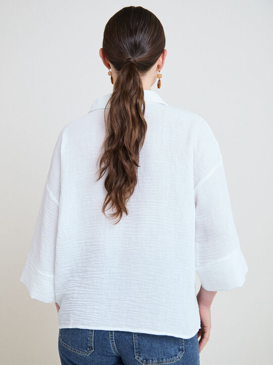 CAMISA BORDADA Blanco Optico image number null