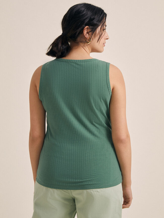 Camiseta cuello pico botones Verde Viridian