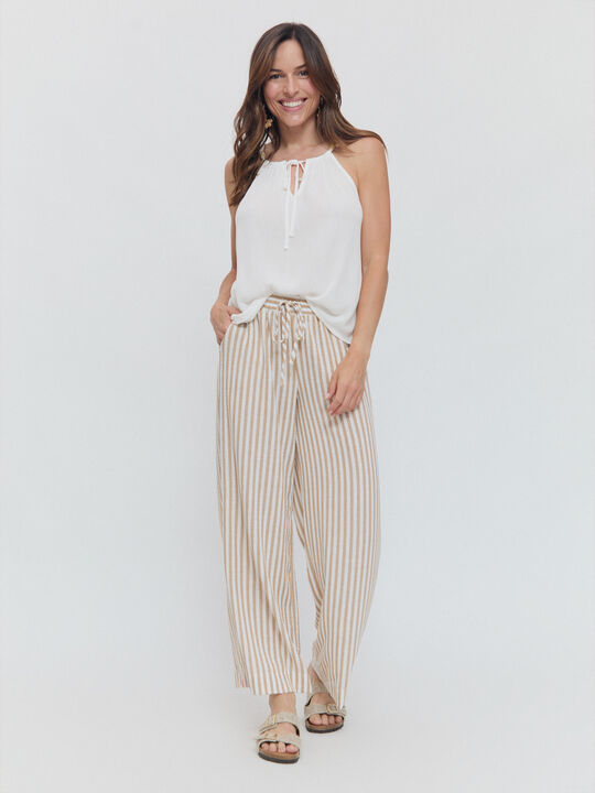 PANTALON RUSTICO FLUIDO Crudo image number null