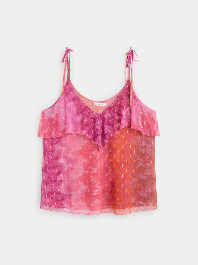 TOP TUL DETALLES METALIZADOS Naranja