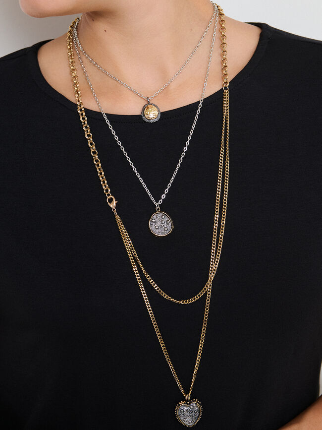 COLLAR CADENAS CORAZ&Oacute;N Oro