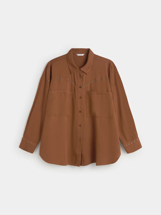 CAMISA CON TACHAS Mocca Oscuro image number null