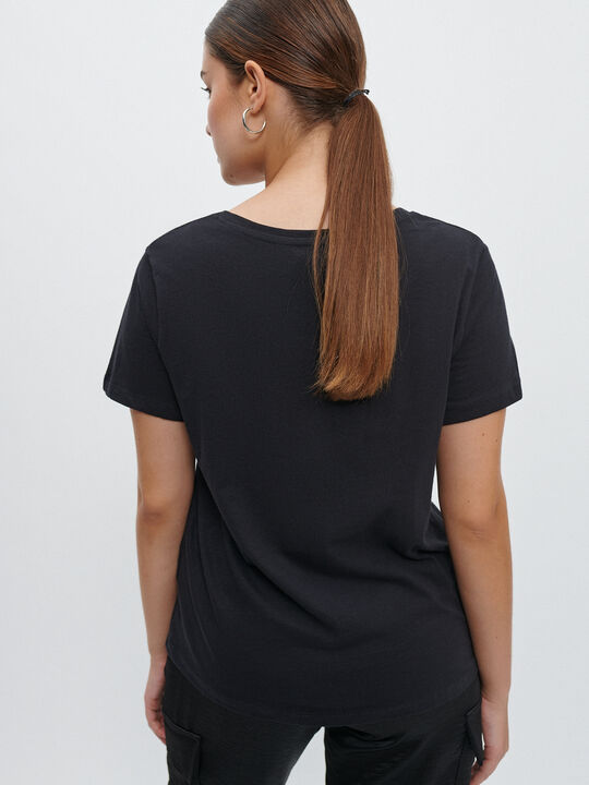 CAMISETA ALGODÓN LENTEJUELAS Negro image number null