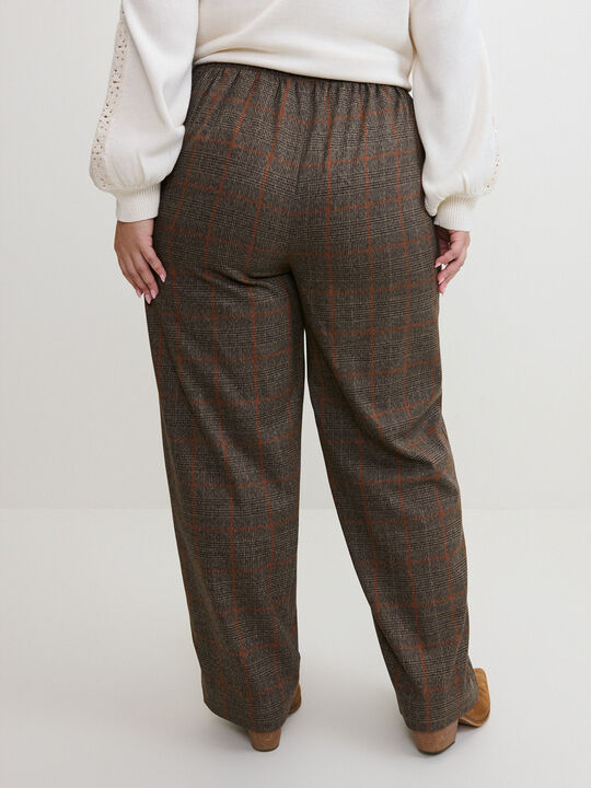 PANTAL&Oacute;N LARGO CUADROS Marron image number null