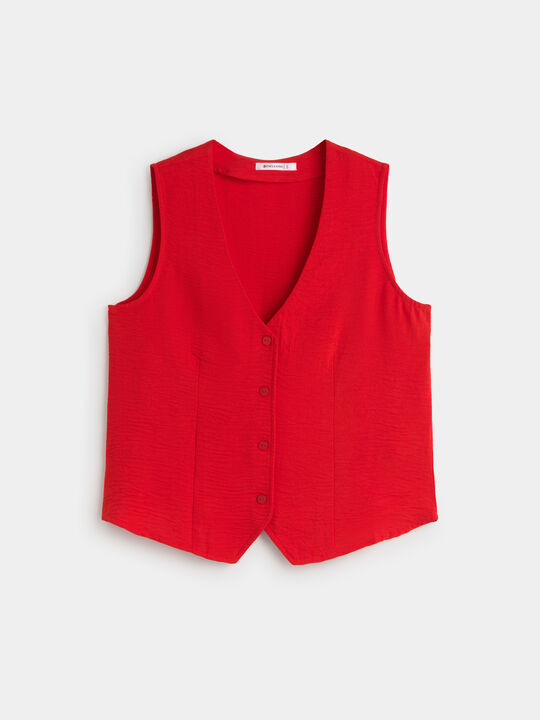 CHALECO BOTONES PEQUE&Ntilde;OS Rojo Flama image number null