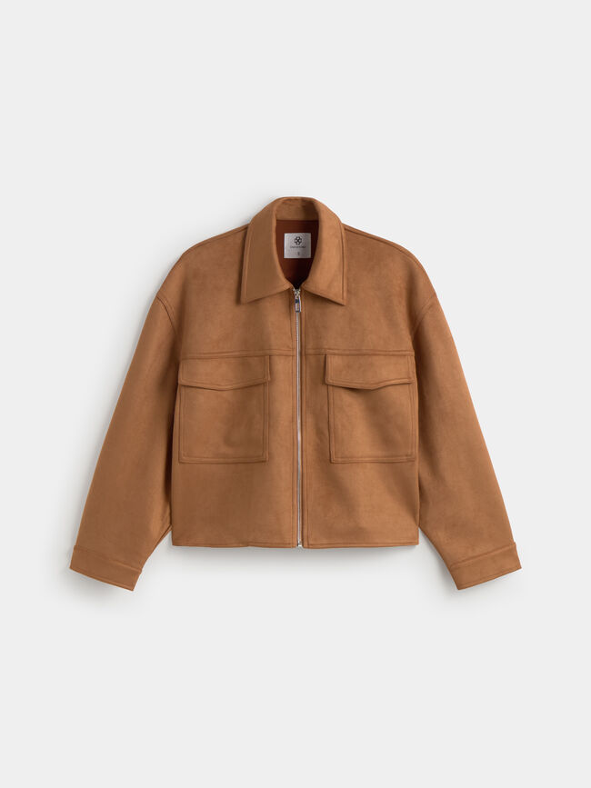 CHAQUETA ANTELINA CREMALLERA Almendra