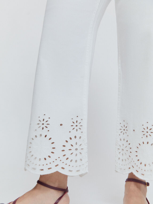 PANTALON BORDADO INGLES Blanco Optico