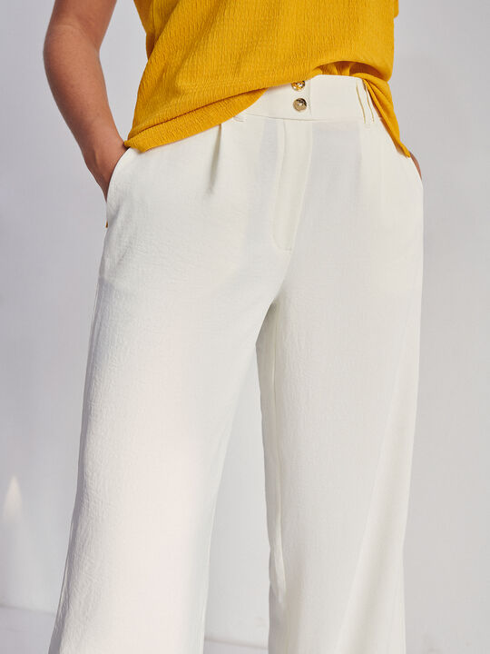 Pantalón ancho fluido Blanco Hueso image number null