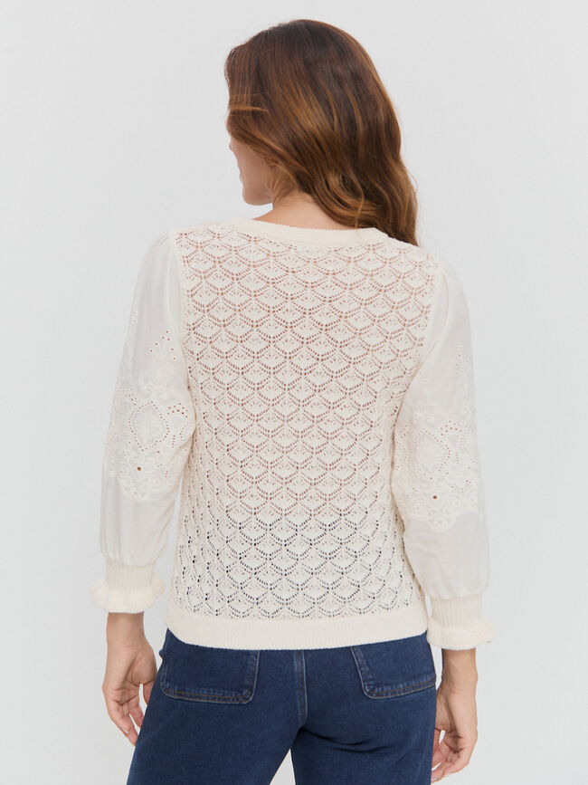 JERSEY MANGAS BORDADO Crudo