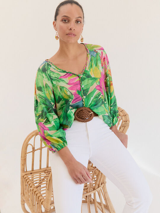 CAMISA DETALLE TRENZA Verde image number null