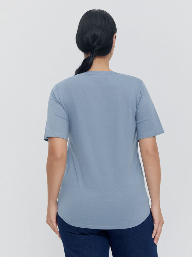 CAMISETA CUELLO PICO Azul Grisaceo